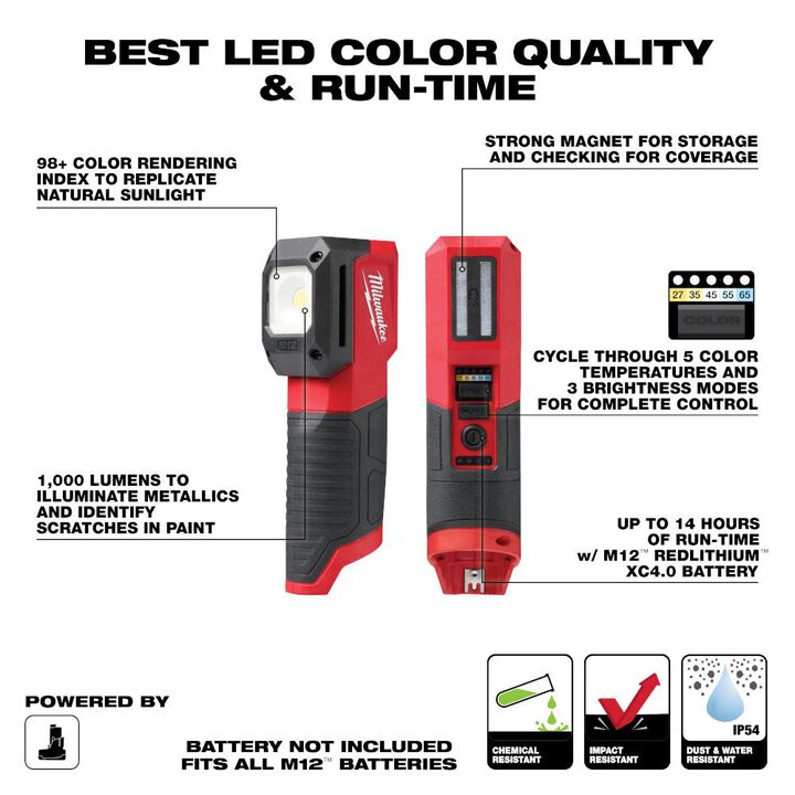 Milwaukee M12 Paint and Detailing Color Match Light (Bare Tool)