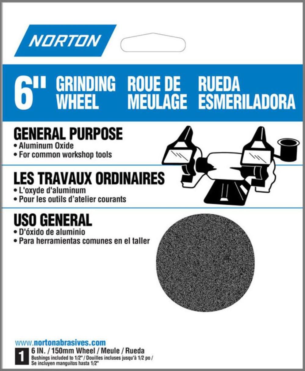 Norton 6 x 3/4 x 1 In. Gemini A/O Bench/Pedestal Whl Type 01 Straight Medium 60/80 Grit